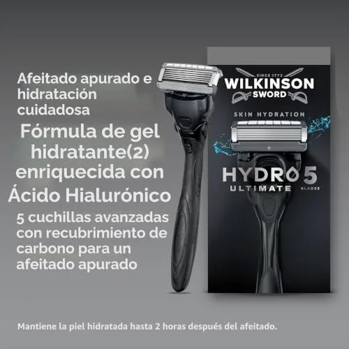 Wilkinson Sword ▫️ Hydro 5 Ultimate – Máquinas de barbear para homem, Pacote económico, ácido hialurónico, lâminas com revestimento de carbono, cabo da máquina de barbear com 5 recargas de lâmina 2