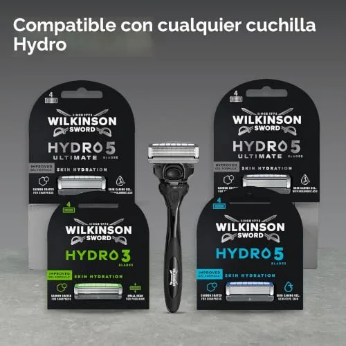 Wilkinson Sword ▫️ Hydro 5 Ultimate – Máquinas de barbear para homem, Pacote económico, ácido hialurónico, lâminas com revestimento de carbono, cabo da máquina de barbear com 5 recargas de lâmina 5