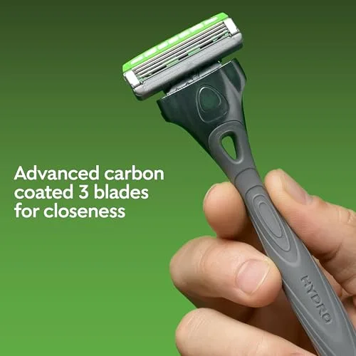 Wilkinson Sword ▫️ Hydro 3 lâminas de barbear para homem, dupla lubrificação, lâminas com revestimento de carbono, pacote de recargas para máquina de barbear masculina, 8 recargas para máquina de barbear 4