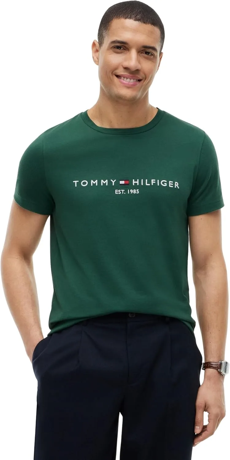 Tommy Hilfiger ▫️ Camiseta de manga curta para homem, corte justo