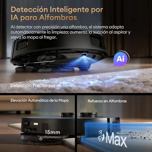 Ultenic ▫️ MX50: Aspirador e esfregador de chão robótico com IA e estação «tudo em um» | Autolimpeza com água quente a 65 °C e secagem a 45°C | Esfregona extensível e elevação automática | 20 000 Pa, esvaziamento automático com autonomia de 90 dias 2