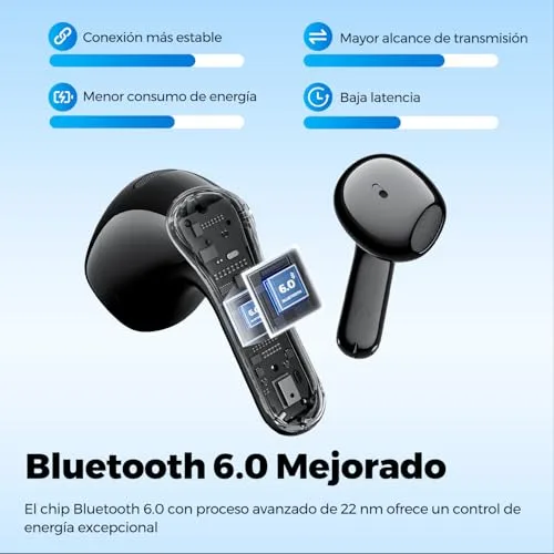 SoundPEATS ▫️ Air6 HS Auscultadores sem fios BT 6.0, auscultadores semiabertos com controlador biomagnético triplo de 13 mm, áudio sem perdas LDAC e Hi-Res, cancelamento de ruído com 4 microfones, 45 horas de autonomia, IPX5, carregamento rápido 5