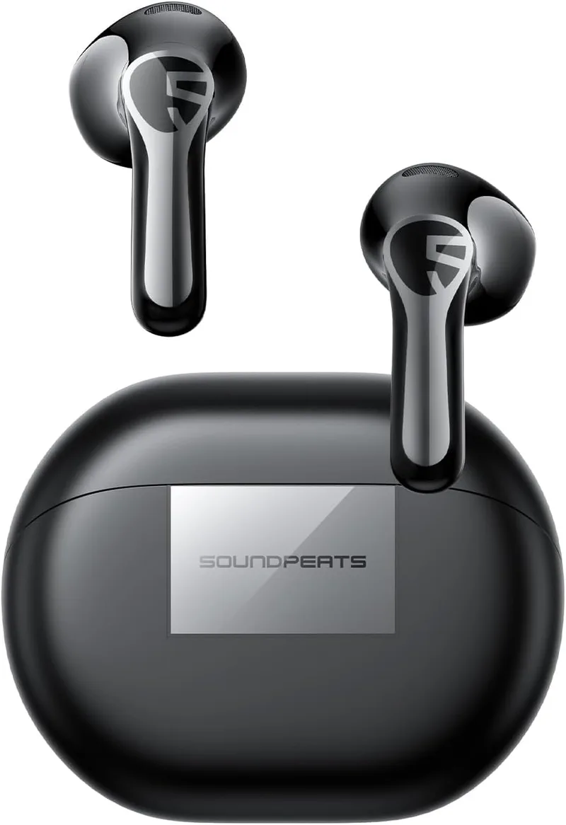 SoundPEATS ▫️ Air6 HS Auscultadores sem fios BT 6.0, auscultadores semiabertos com controlador biomagnético triplo de 13 mm, áudio sem perdas LDAC e Hi-Res, cancelamento de ruído com 4 microfones, 45 horas de autonomia, IPX5, carregamento rápido