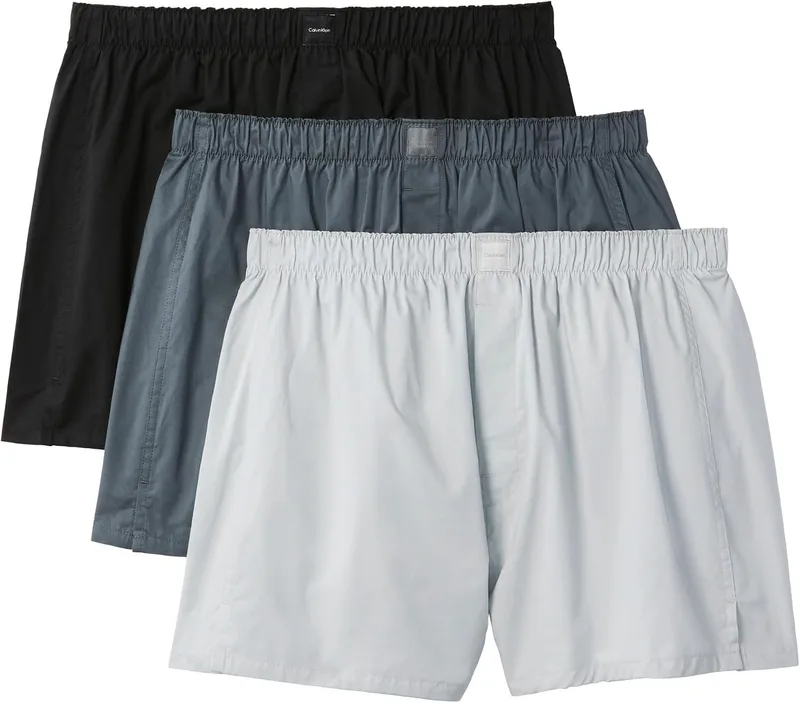 Calvin Klein ▫️ Boxer Trad 3pk 000nb4006a Cuecas tipo boxer para homem (pacote de 3)