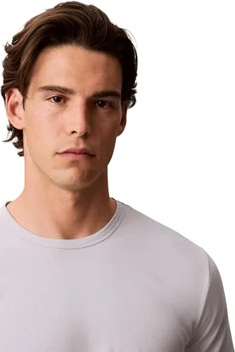 Calvin Klein ▫️ Camisolas de manga curta para homem, conjunto de 3, gola redonda, básicas 3