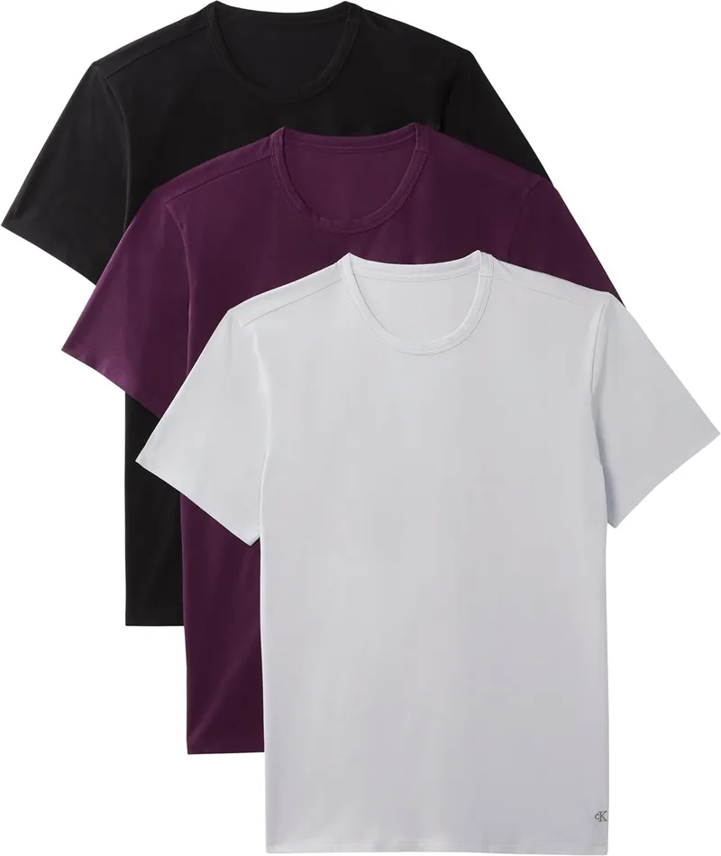 Calvin Klein ▫️ Camisolas de manga curta para homem, conjunto de 3, gola redonda, básicas