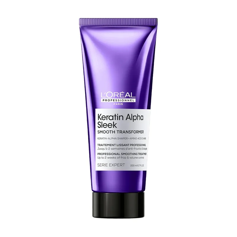 L'Oréal Professionnel Paris ▫️ L’Oréal Professionnel, Smooth Transformer Keratin Alpha Sleek, Tratamento Profissional Progressivo Anti-Frizz, Para Todos os Tipos de Cabelo, Suavidade, Controlo do Frizz e Penteado mais Rápido, 200 ml