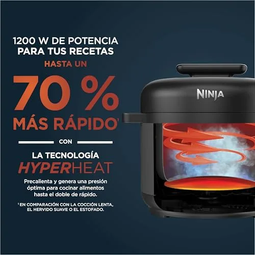Ninja ▫️ HyperHeat, Panela de pressão 9 em 1, 6 L, cozedura lenta, panela de arroz, preta 5