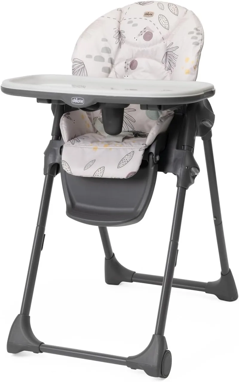 Chicco ▫️ Cadeira de refeições Polly Easy para crianças dos 6 aos 36 meses, com altura ajustável e encosto reclinável, 4 rodas, dobrável de forma compacta, tabuleiro removível e apoio para os pés ajustável, 6-36 meses
