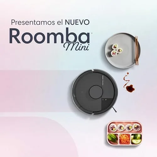 iRobot ▫️ Roomba Mini – Aspirador e esfregador robótico com base AutoEmpty (até 90 dias), navegação LiDAR, potência de aspiração de 7000 Pa, design compacto para espaços reduzidos, aplicação, panos perfumados, preto 2