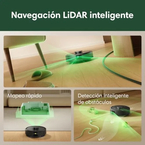 iRobot ▫️ Roomba Mini – Aspirador e esfregador robótico com base AutoEmpty (até 90 dias), navegação LiDAR, potência de aspiração de 7000 Pa, design compacto para espaços reduzidos, aplicação, panos perfumados, preto 4