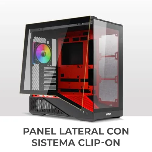Noua ▫️ Cool GR200 | Caixa para PC Gaming ATX Mid Tower | Ventilador PWM com LED ARGB | USB 3.0 e Type-C | Suporte para refrigeração líquida de 360 mm | Vidro temperado e malha | Vermelho 2