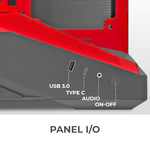Noua ▫️ Cool GR200 | Caixa para PC Gaming ATX Mid Tower | Ventilador PWM com LED ARGB | USB 3.0 e Type-C | Suporte para refrigeração líquida de 360 mm | Vidro temperado e malha | Vermelho 3
