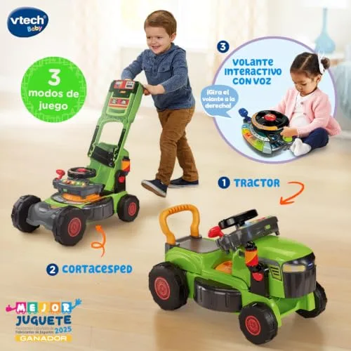 VTech ▫️ Trator e cortador de relva conversível 3 em 1 para bebés, brinquedo para maiores de 1 ano 3