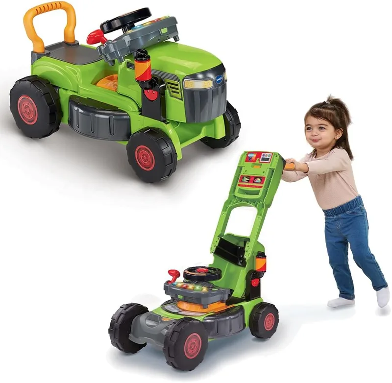 VTech ▫️ Trator e cortador de relva conversível 3 em 1 para bebés, brinquedo para maiores de 1 ano