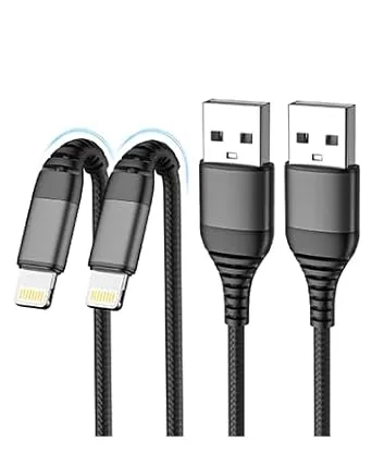 LumFocus ▫️ 2M+2M Cabo de Carregamento para iPhone com Carregamento Rápido,[Certificado MFi], Cabo de carregamento rápido para iPhone com nylon trançado, cabo USB-A para Lightning, compatível com iPhone 14, 13, 12, 11, Pro Max, Mini, XS, XR, X, 8, 7, 6s, 6 Plus, SE e iPad