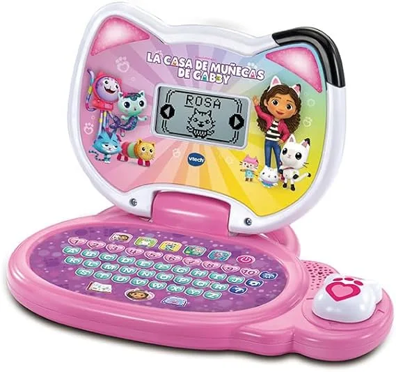 VTech ▫️ Computador educativo Gabby's Doll's House, brinquedos electrónicos para crianças com mais de 3 anos, ecrã LCD, jogos e actividades de aprendizagem, versão ESP