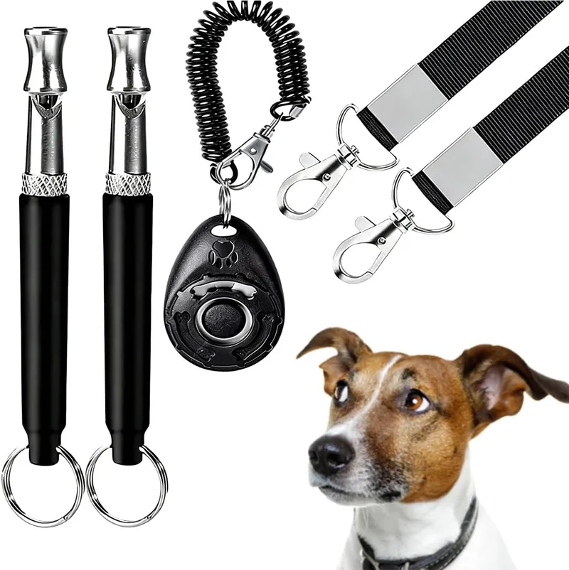GYCAQAC ▫️ Apito ultrassónico silencioso para cães, 2 unidades, acessório ultrassónico anti-latidos com cordão, inclui clicker, treino de chamada eficaz, para todas as raças