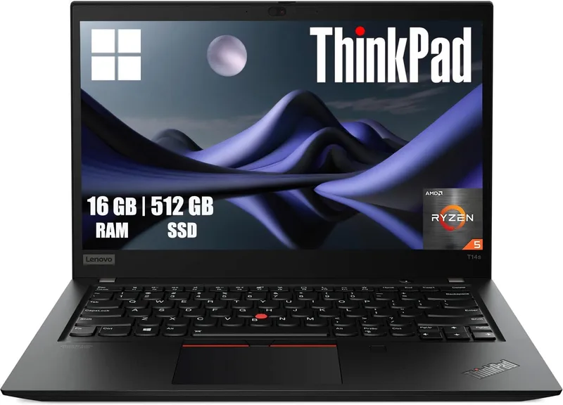 Amazon Renewed ▫️ Computador portátil empresarial Lenovo Thinkpad T14s Gen 1, FHD de 14 polegadas (1920 x 1080), AMD Ryzen 5 Pro 4650U, 16 GB de RAM, SSD de 512 GB, teclado QWERTY, Windows 11 Pro (Recondicionado)