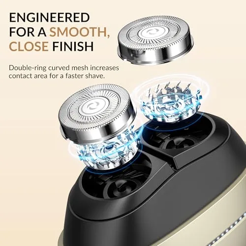BARBERBOSS ▫️ Máquina de barbear compacta para homem, máquina de barbear elétrica com sensor, máquina de barbear rotativa inteligente com cabeça flutuante de anel duplo, motor de 9000 rpm, QR-2712 3
