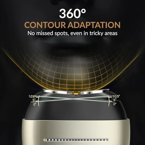 BARBERBOSS ▫️ Máquina de barbear compacta para homem, máquina de barbear elétrica com sensor, máquina de barbear rotativa inteligente com cabeça flutuante de anel duplo, motor de 9000 rpm, QR-2712 5
