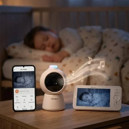Béaba ▫️ Zen Smart AI – Câmara adicional para monitorização de bebés com vídeo 360°, Full QHD 4 MP, inteligência artificial, deteção de rotação, visão noturna, aplicação móvel, walkie-talkie, VOX, luz noturna 7
