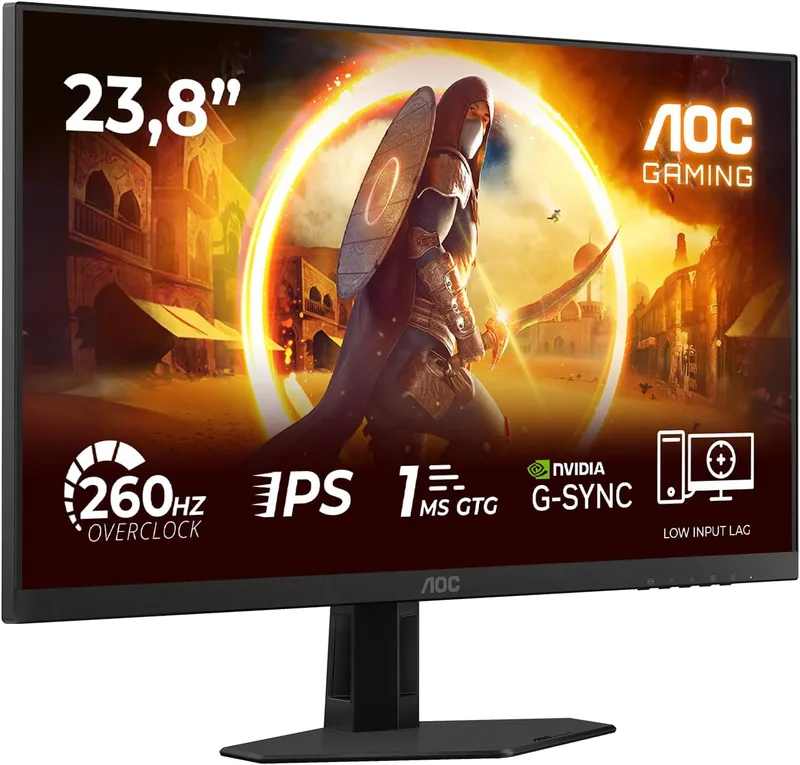 AOC ▫️ Monitor de jogos 24G4ZRE de 24 polegadas, 260 Hz, painel Fast IPS, 0,3 HDR10, Adaptive Sync, compatível com G-Sync, (1920x1080, 2 portas HDMI 2.0, 1 porta DP 1.4) Preto