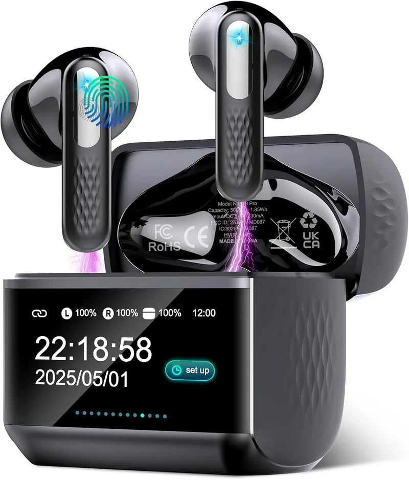 ZYHKON ▫️ Auricular tradutor em tempo real AI com ecrã tátil LED, auricular tradutor de línguas 3 em 1, 6 modos de tradução com 164 línguas, redução de ruído ANC+ENC, 5 modos EQ, 48H, preto