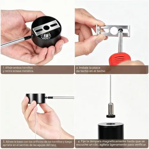 Aukimo ▫️ Candeeiro suspenso com bateria, candeeiros suspensos LED com design moderno, luz sem fios, recarregável via USB com 5000 mAh e comando à distância, para cozinha, sala de jantar, quarto e sala de estar (Preto-2) 6