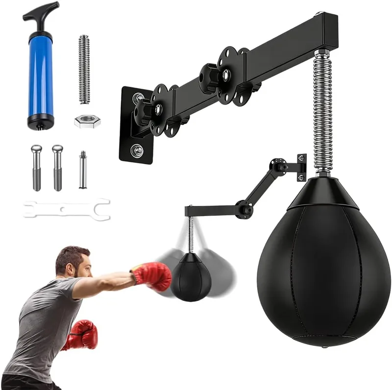 Zinueen ▫️ Punchingball - Mesa de boxe para pendurar na parede, bola de boxe com suspensão, saco de boxe suspenso com penas, para treino em casa, ginásio, treino, alívio do stress