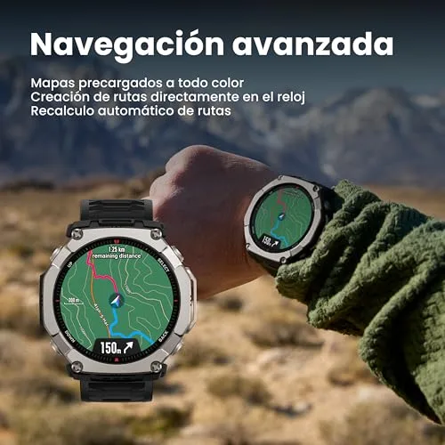 Amazfit ▫️ T-Rex Ultra 2 – Relógio inteligente para atividades ao ar livre, GPS de dupla banda, caixa em titânio de 51 mm, ecrã AMOLED de 1,5" com vidro de safira, lanterna, autonomia de 30 dias, mapas offline, resistente à água até 10 ATM 3