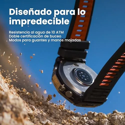 Amazfit ▫️ T-Rex Ultra 2 – Relógio inteligente para atividades ao ar livre, GPS de dupla banda, caixa em titânio de 51 mm, ecrã AMOLED de 1,5" com vidro de safira, lanterna, autonomia de 30 dias, mapas offline, resistente à água até 10 ATM 6