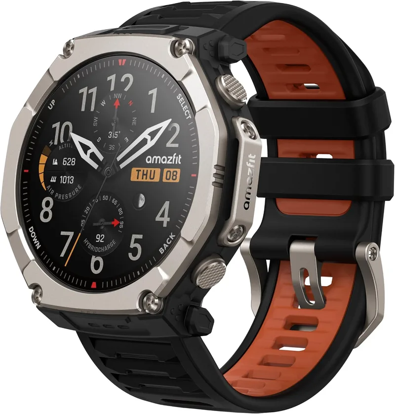 Amazfit ▫️ T-Rex Ultra 2 – Relógio inteligente para atividades ao ar livre, GPS de dupla banda, caixa em titânio de 51 mm, ecrã AMOLED de 1,5" com vidro de safira, lanterna, autonomia de 30 dias, mapas offline, resistente à água até 10 ATM