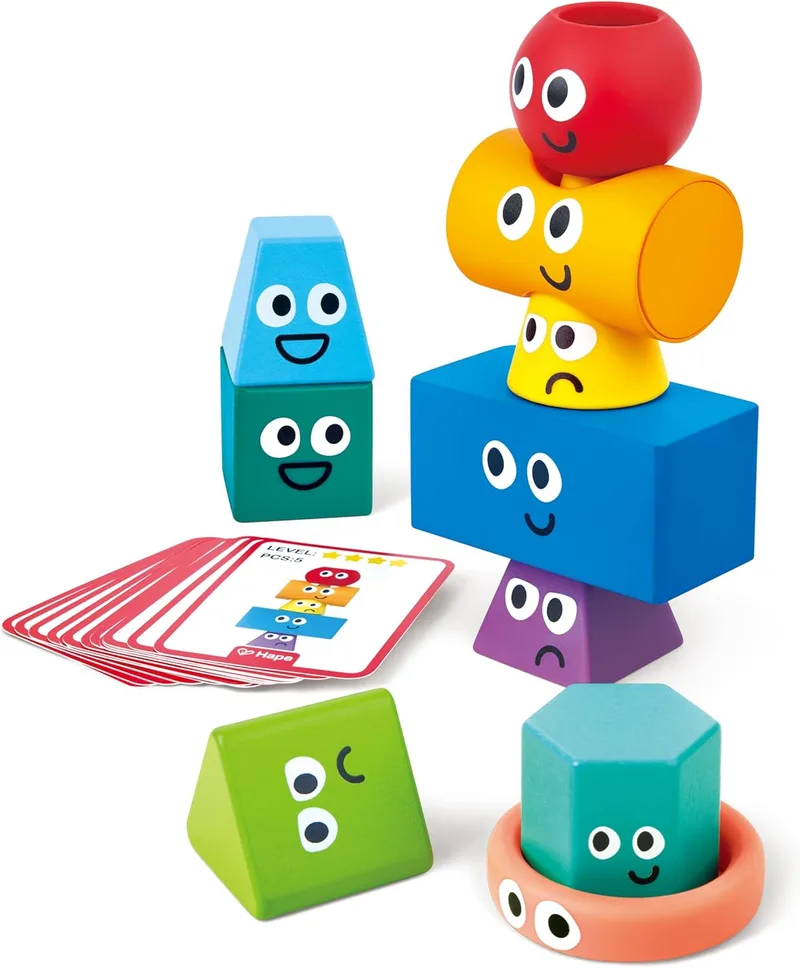 Hape ▫️ Montessori - Blocos de madeira empilháveis para crianças a partir dos 12 meses