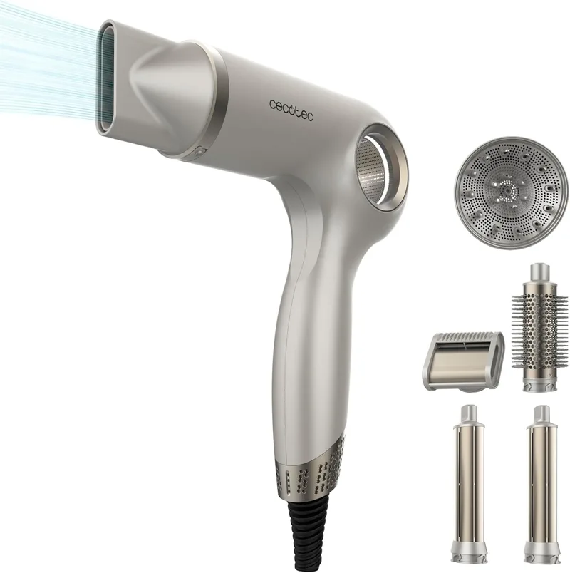 Cecotec ▫️ Secador de cabelo iônico - 6 acessórios - DryGlam Waves 6 em 1 com sensor. 1400 W, 110 000 rpm, tecnologia de sensor de distância, tripla proteção contra o calor, função de memória, 3 velocidades e 5 temperaturas