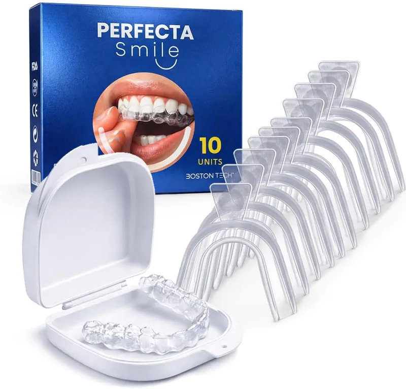 Boston Tech ▫️ Perfecta Smile 10 Placas para Bruxismo Moldáveis – Protetor Dental com Estojo.