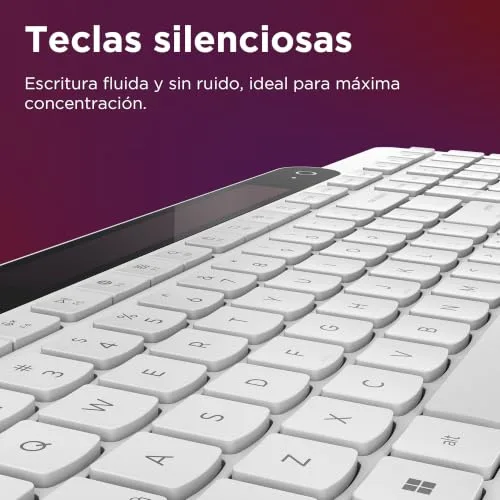 Lenovo ▫️ Teclado Bluetooth 800 com carregamento automático, recarrega-se com a luz ambiente, ligação para até 3 dispositivos, teclas silenciosas e plástico reciclado – Branco 4
