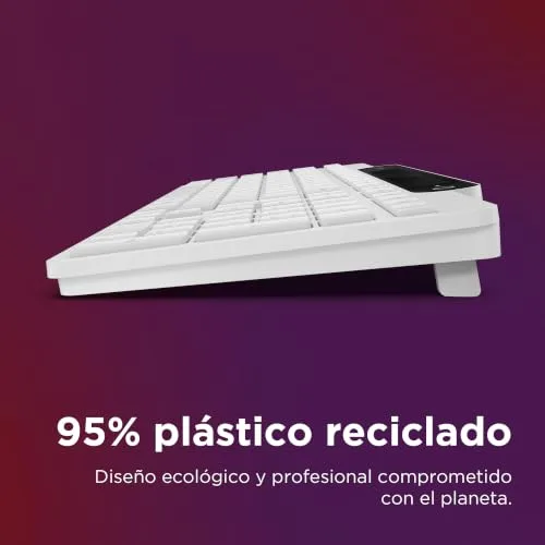 Lenovo ▫️ Teclado Bluetooth 800 com carregamento automático, recarrega-se com a luz ambiente, ligação para até 3 dispositivos, teclas silenciosas e plástico reciclado – Branco 5