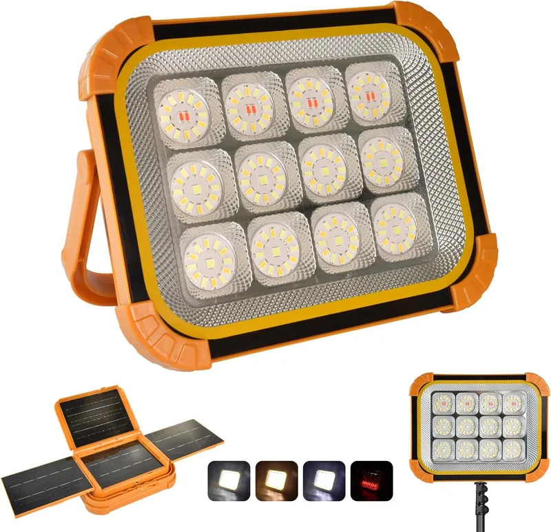 iodoo ▫️ Lanterna LED recarregável com energia solar de 24 000 mAh, lanterna solar com intensidade de luz ajustável. Lanterna portátil para trabalhos ao ar livre, iluminação para acampamentos e emergências (PRO)