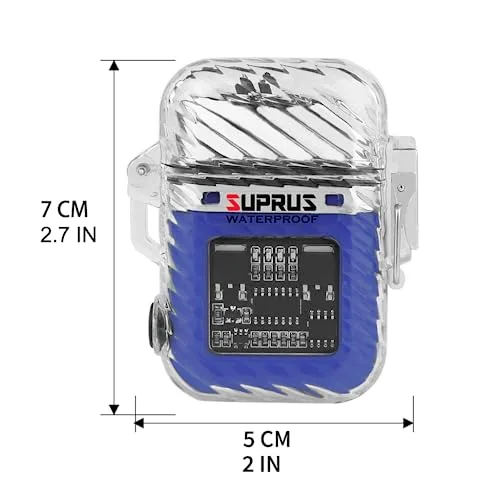 SUPRUS ▫️ Isqueiro luminoso com 3 modos de lanterna, resistente ao vento, à prova de água, isqueiro elétrico, recarregável, de plasma de duplo arco, com apito de emergência de sobrevivência e 7