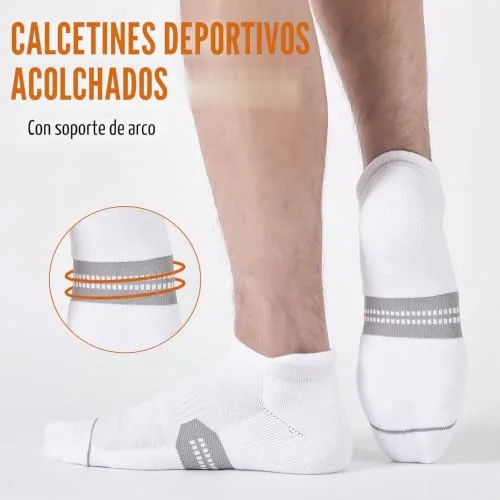 Niorasen ▫️ Meias desportivas para homem e mulher, respiráveis, curtas e almofadadas, meias de corrida unissexo, meias para homem – 6 pares em branco e preto 2