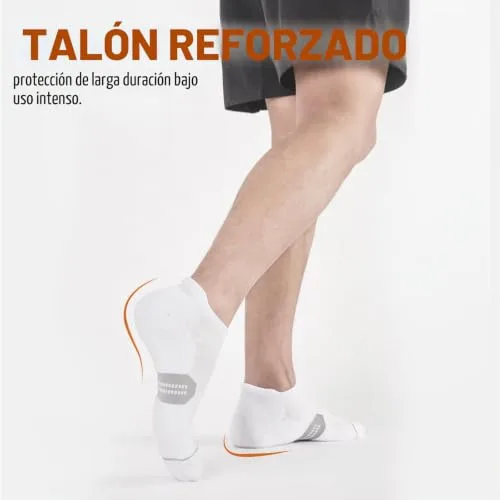 Niorasen ▫️ Meias desportivas para homem e mulher, respiráveis, curtas e almofadadas, meias de corrida unissexo, meias para homem – 6 pares em branco e preto 6