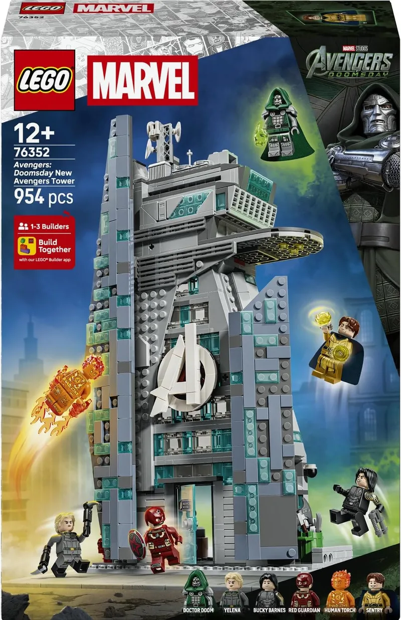 LEGO ▫️ Marvel Nova Torre dos Vingadores de «Avengers: Doomsday» – Conjunto de brinquedos de super-heróis com 6 minifiguras, incluindo o Doutor Doom e o Bucky Barnes – Presente para crianças e fãs adolescentes a partir dos 12 anos – 76352