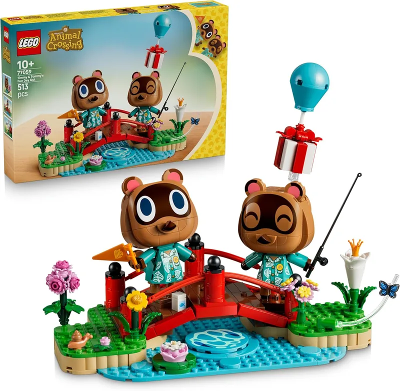 LEGO Animal Crossing Um dia divertido com Tendo e Nendo - Figuras de brinquedo articuladas de guaxinim - Decoração de quarto de criança - Presente de jogador para raparigas e rapazes com mais de 10 anos - 77059
