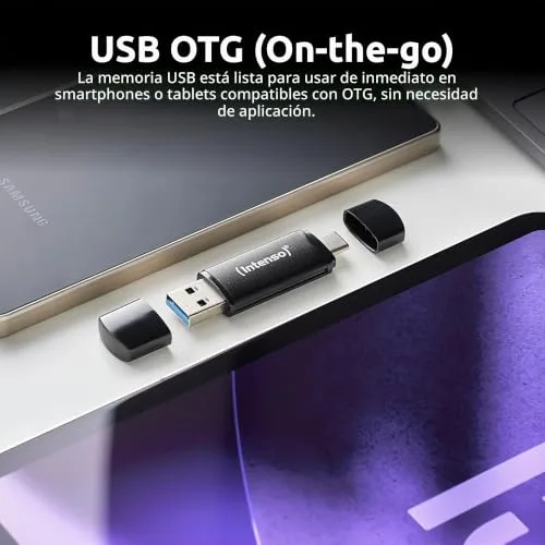 Intenso ▫️ Flex Line - Pen USB dupla de 128 GB, 3.2 Gen 1x1 com USB-C e USB-A para smartphone, tablet, computador portátil e PC, 70 MB/s, cor preta 4