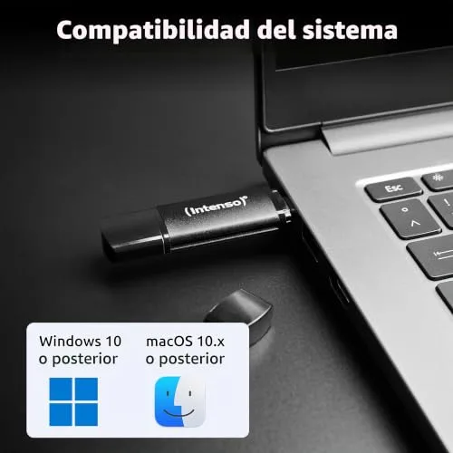 Intenso ▫️ Flex Line - Pen USB dupla de 128 GB, 3.2 Gen 1x1 com USB-C e USB-A para smartphone, tablet, computador portátil e PC, 70 MB/s, cor preta 6