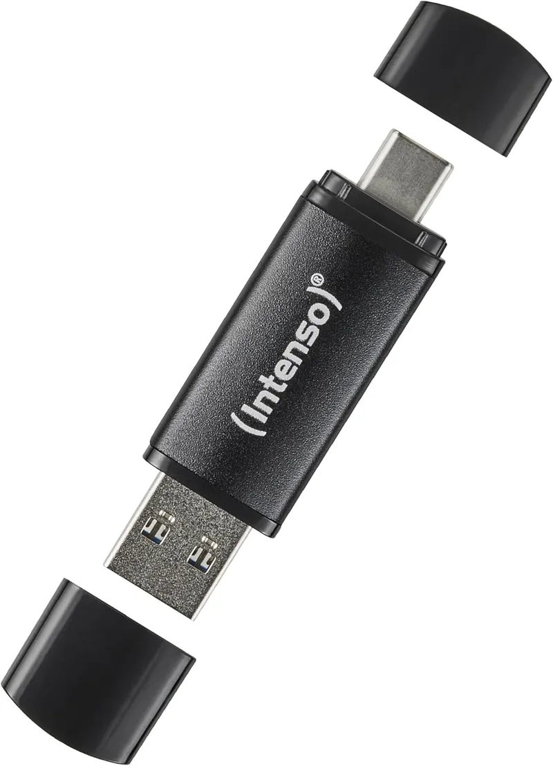 Intenso ▫️ Flex Line - Pen USB dupla de 128 GB, 3.2 Gen 1x1 com USB-C e USB-A para smartphone, tablet, computador portátil e PC, 70 MB/s, cor preta