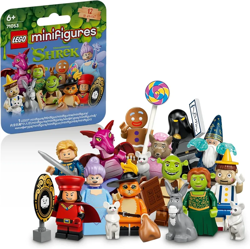 LEGO ▫️ Minifiguras Edição Shrek – Caixa Surpresa – 1 de 12 Brinquedos para meninos e meninas a partir dos 6 anos – Figuras Inc. O Gato de Botas, a Fiona e o Burro – Enchimento para piñatas de aniversário infantil – 71053