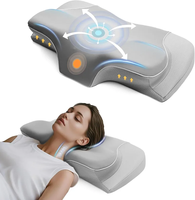 CloudNook ▫️ Almofada viscoelástica para a cervical e o pescoço - Almofada ergonómica e ortopédica de espuma viscoelástica para o alívio das dores, ideal para quem dorme de lado ou de costas, capa lavável e respirável
