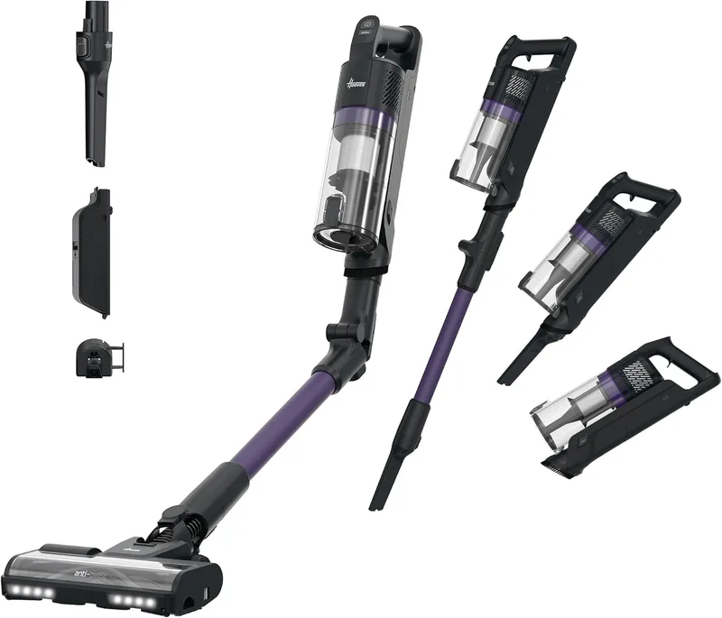 Hoover ▫️ Aspirador-vassoura sem fio HF1 Core Flexi | 50 minutos de autonomia | Tubo flexível para debaixo de móveis, 3 modos de potência, escova anti-torção, bocal com LED, QuickPark, para todos os tipos de piso, 200 W